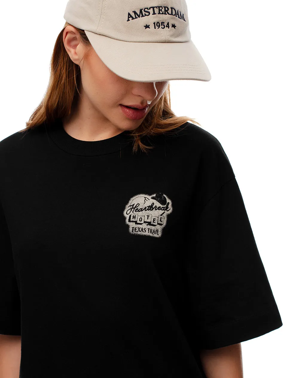 Camiseta oversize algodón negra estampada mujer sold by Gef product image thumbnail 4