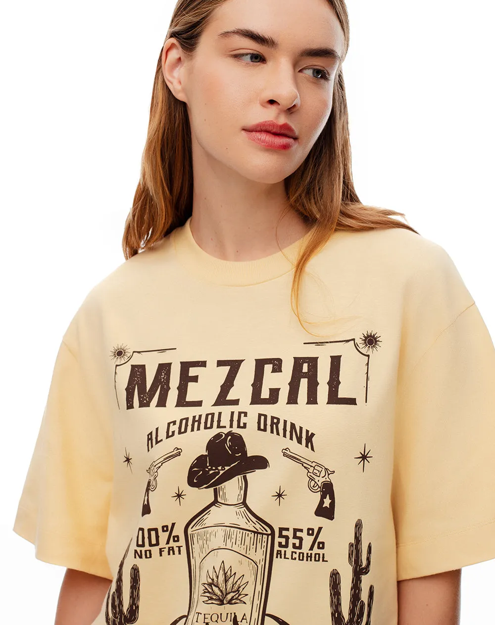 Camiseta oversize algodón amarilla estampada mujer sold by Gef product image thumbnail 4