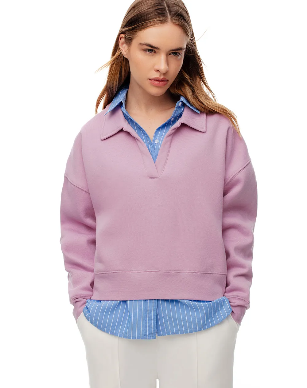 Buzo tipo polo regular lila mujer sold by Gef