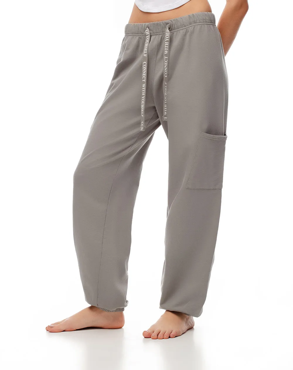 Jogger tiro medio algodón taupe mujer sold by Gef product image thumbnail 3