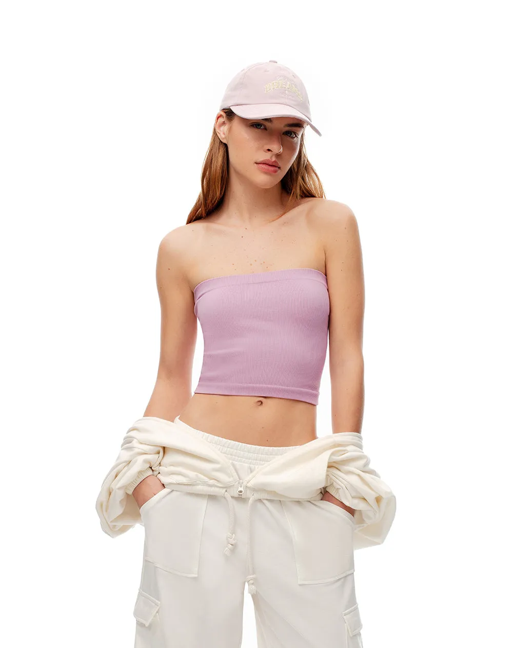 Crop top slim strapless seamless lila mujer sold by Gef