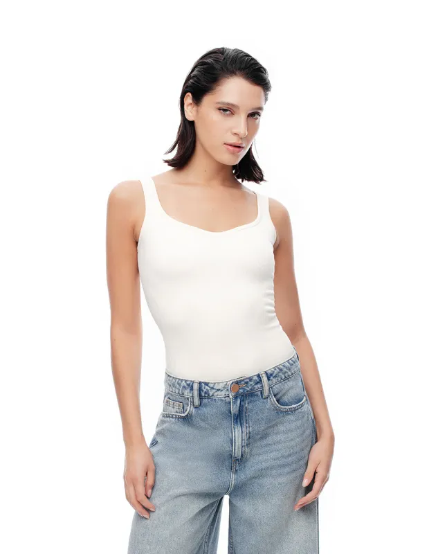 Camiseta slim sin mangas seamless blanca mujer sold by Gef