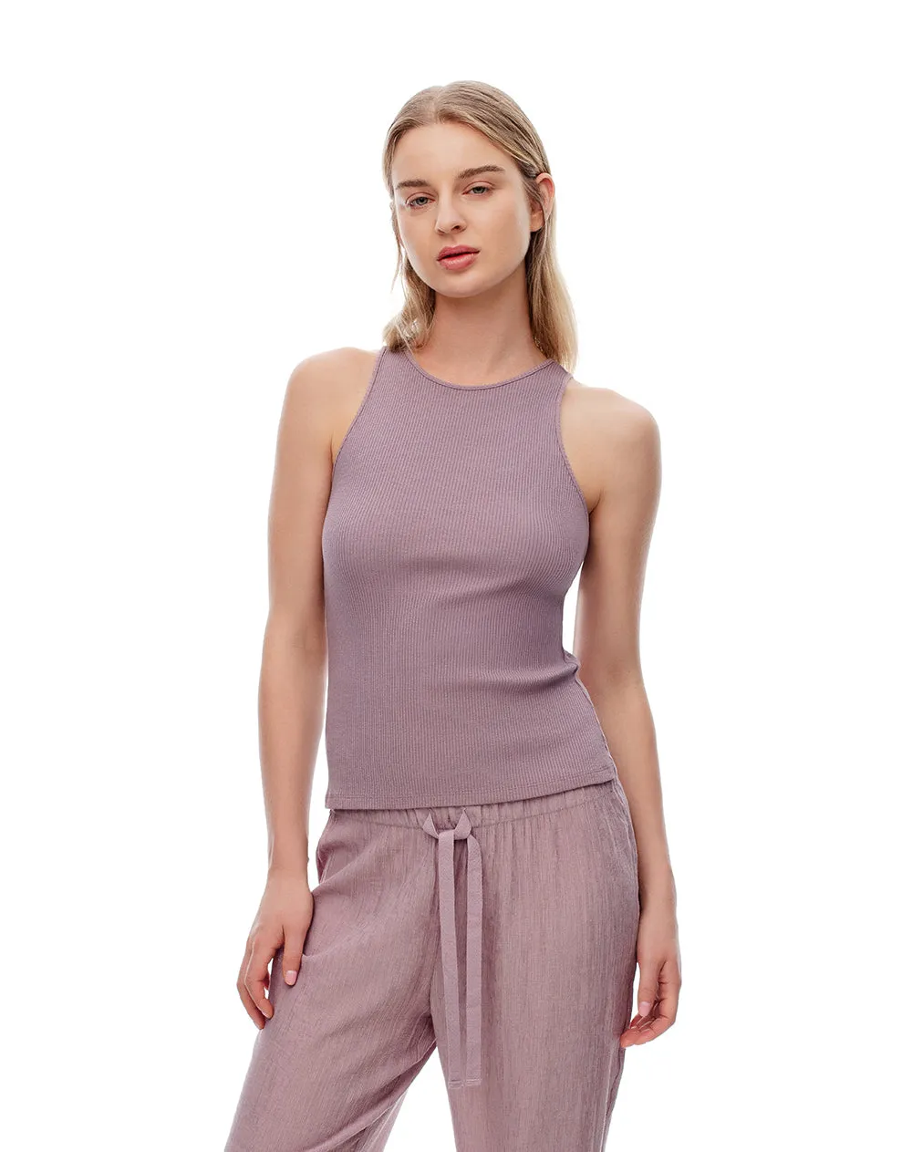 Camiseta esqueleto slim rib algodón lila mujer sold by Gef