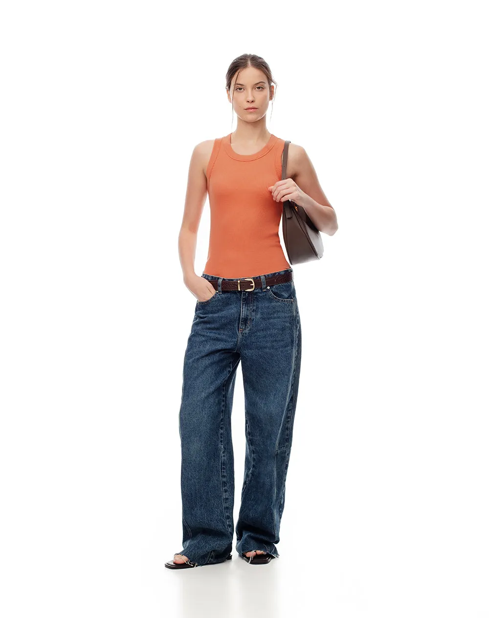 Camiseta esqueleto slim rib algodón naranja mujer sold by Gef product image thumbnail 3