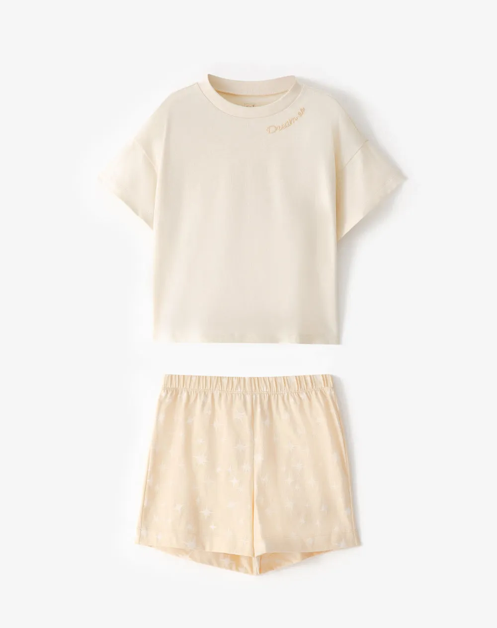 Camiseta + short de pijana algodón amarilla niña sold by Gef