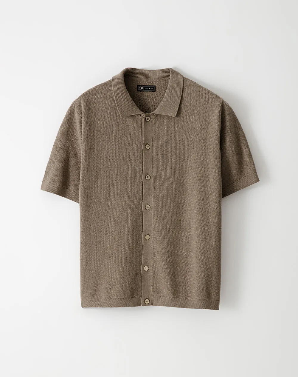 Camisa manga corta regular tejida algodón café hombre sold by Gef product image thumbnail 5