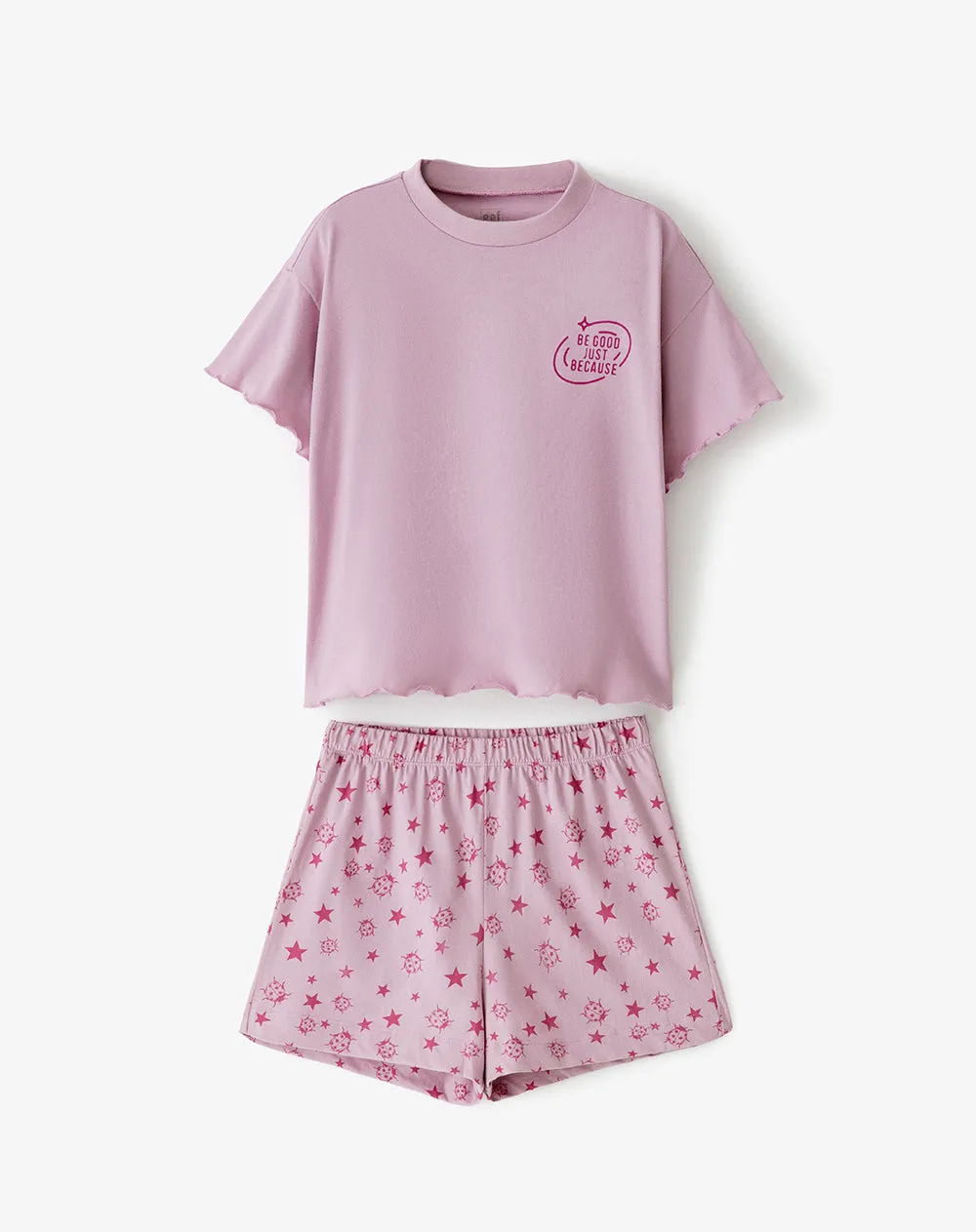 Camiseta + short de pijana niña algodón lila sold by Gef