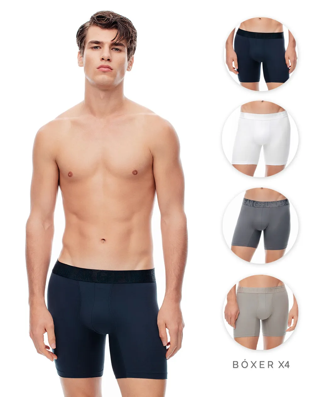 Bóxer deportivo medio antibacterial x4unds surtido sold by Gef
