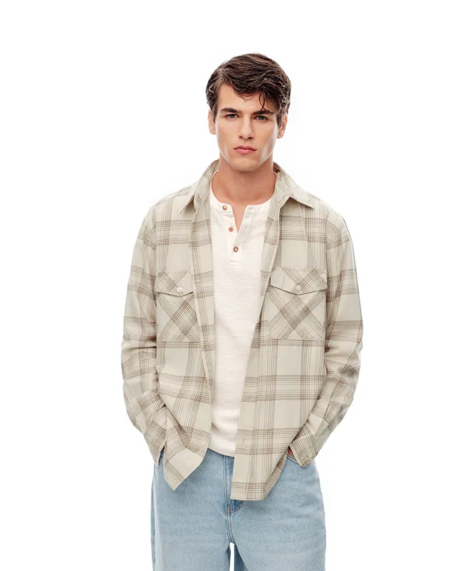Camisa regular fit manga larga habano cuadros sold by Gef