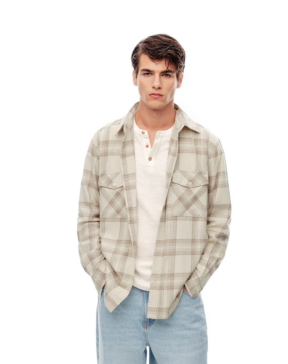 Camisa manga larga regular algodón cuadros hombre sold by Gef