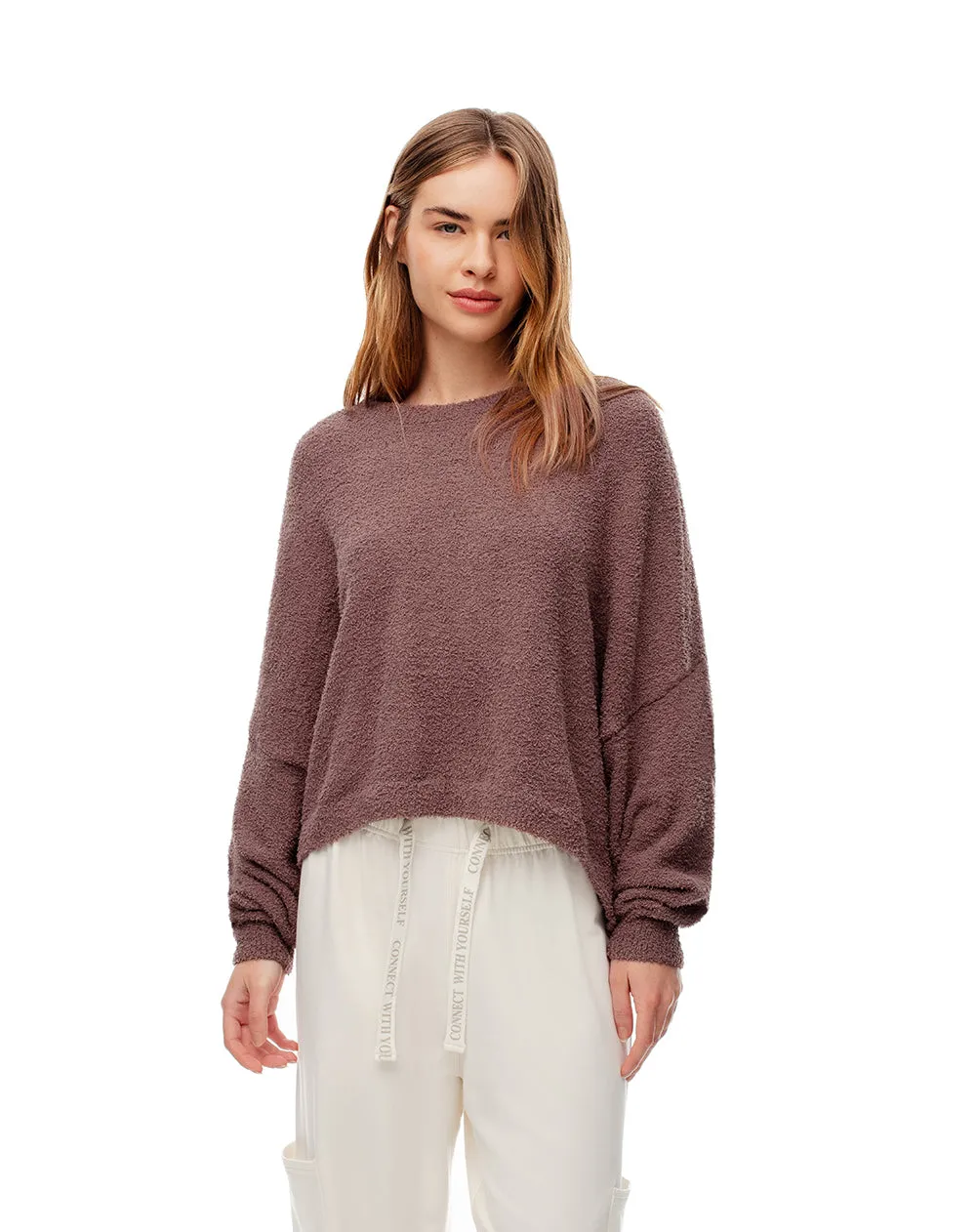 Suéter relax textura bouclé café mujer sold by Gef product image thumbnail 4