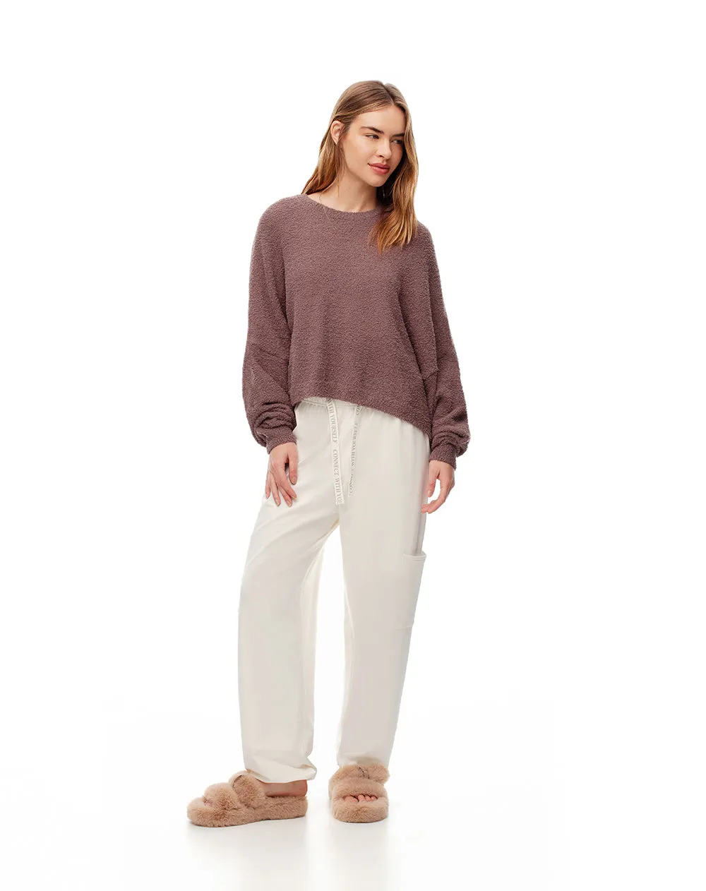 Suéter relax textura bouclé café mujer sold by Gef product image thumbnail 3