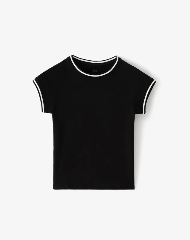 Camiseta slim algodón negra mujer sold by Gef