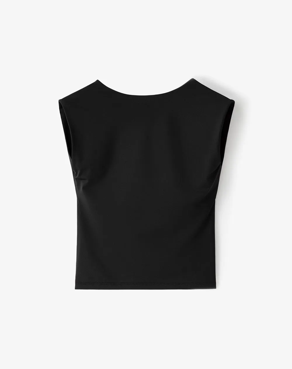 Camiseta crop slim doble tela negra mujer sold by Gef