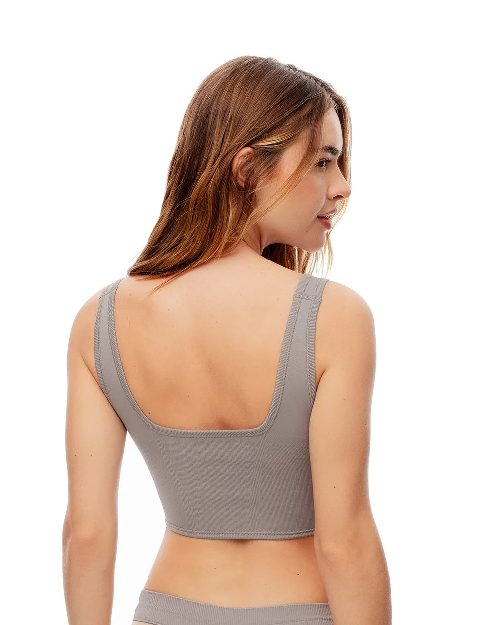 Crop top slim seamless taupe mujer sold by Gef product image thumbnail 2
