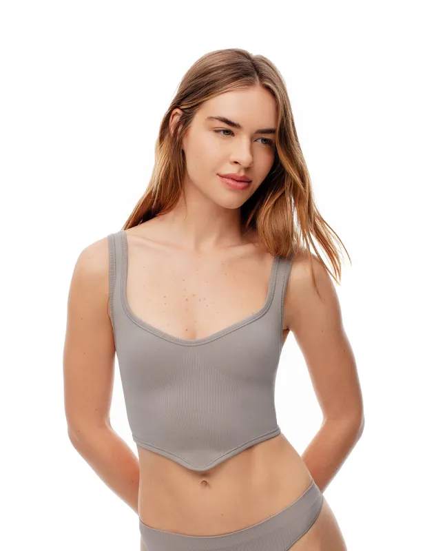 Crop top slim seamless taupe mujer sold by Gef