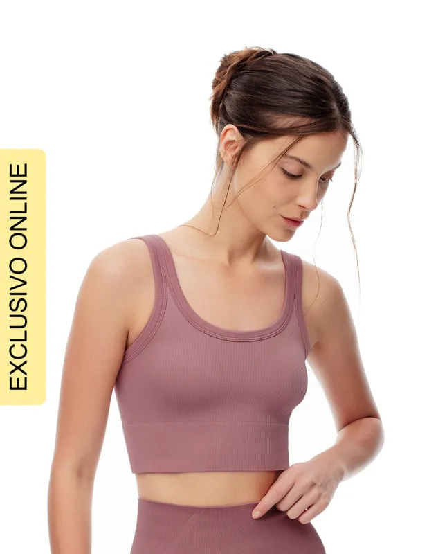 Crop top deportivo seamless malva mujer sold by Gef