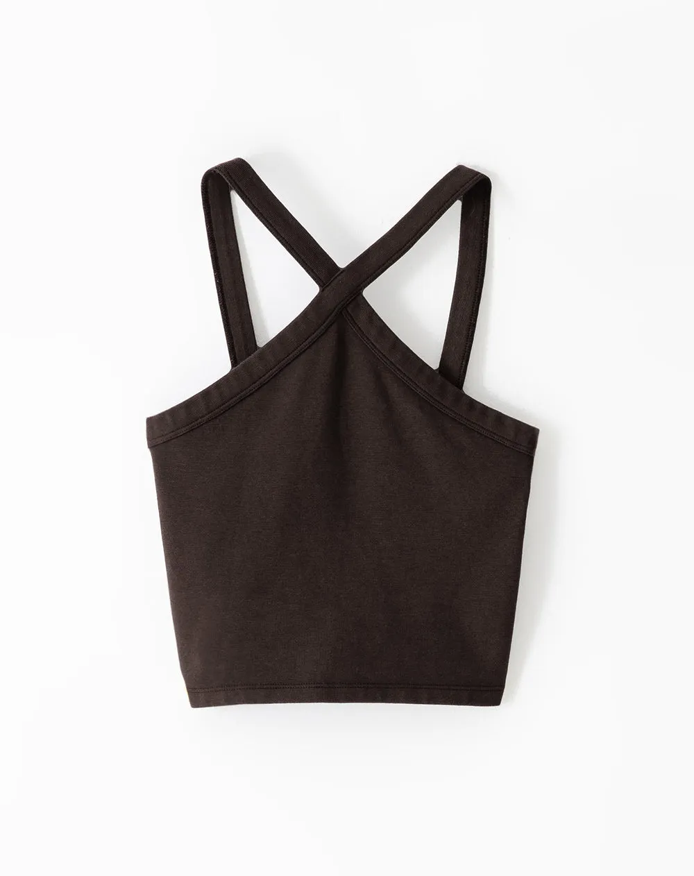 Crop top slim rib algodón chocolate mujer sold by Gef product image thumbnail 5