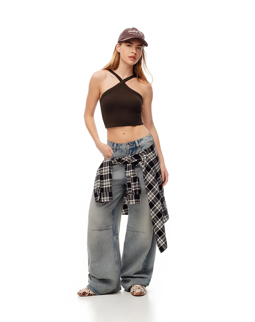 Crop top slim rib algodón chocolate mujer sold by Gef product image thumbnail 3