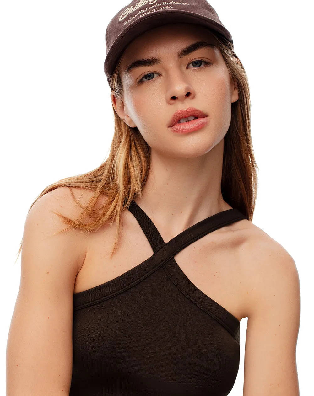 Crop top slim rib algodón chocolate mujer sold by Gef product image thumbnail 4