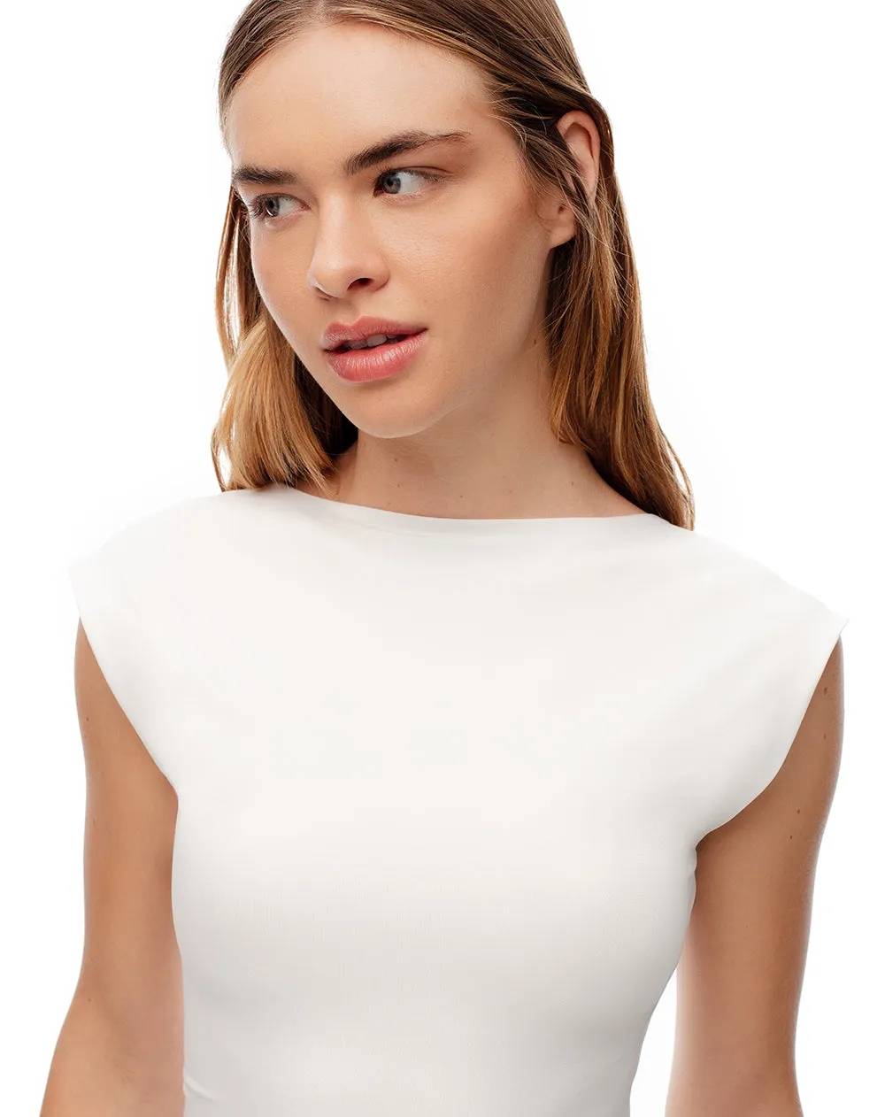 Camiseta crop slim doble tela blanca mujer sold by Gef product image thumbnail 4