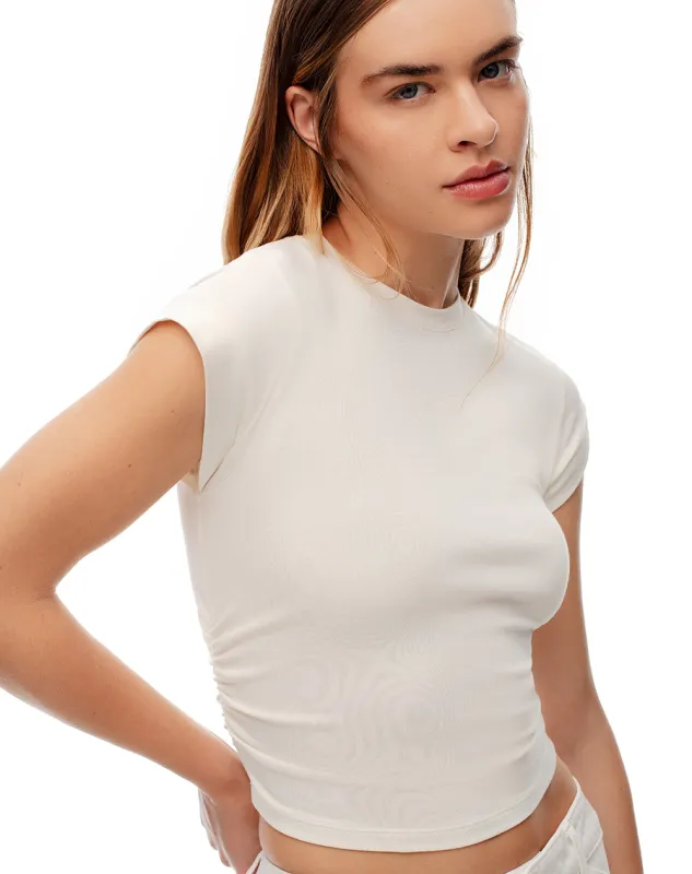 Camiseta crop slim habano mujer sold by Gef