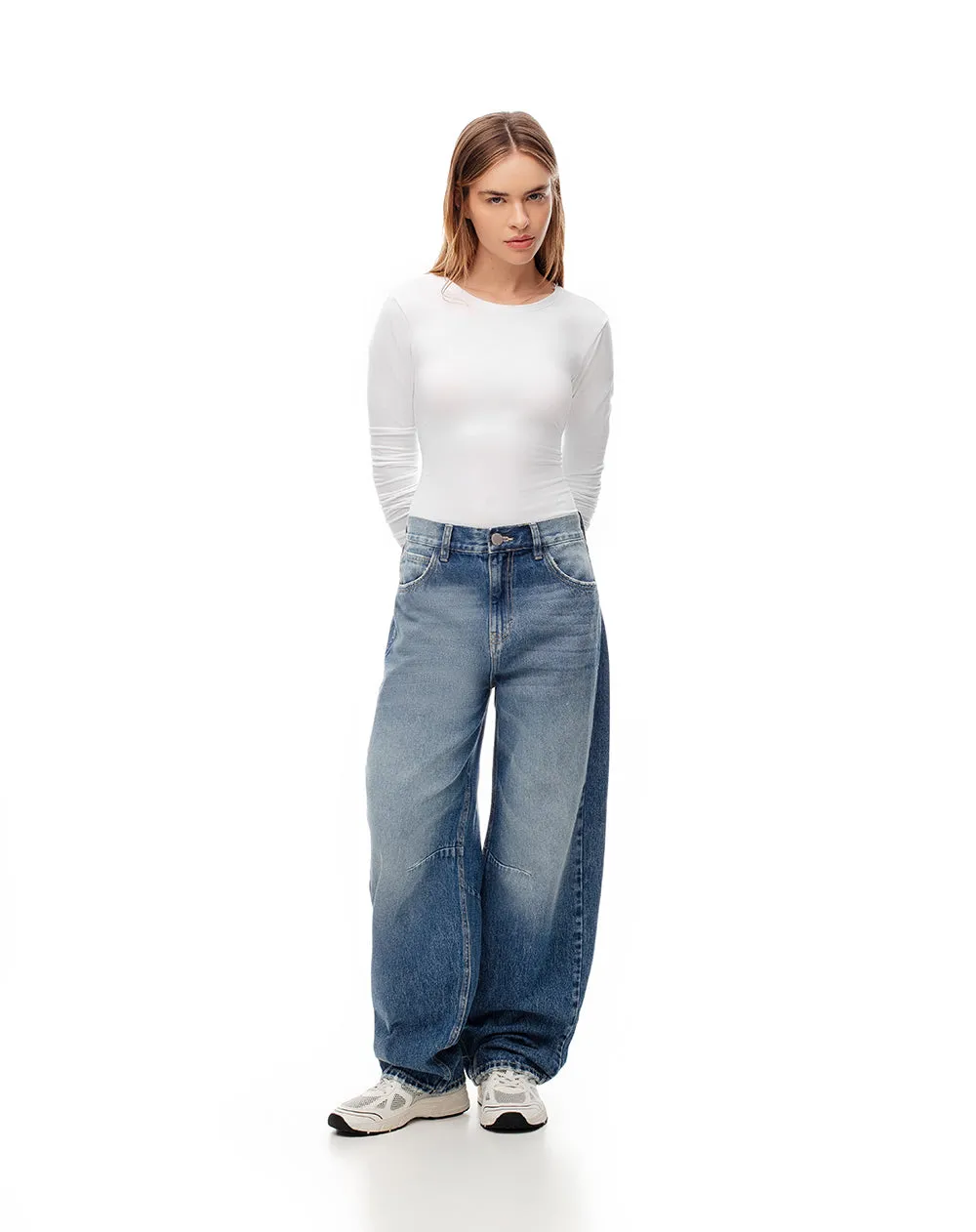 Jean wide leg tiro medio índigo medio mujer sold by Gef