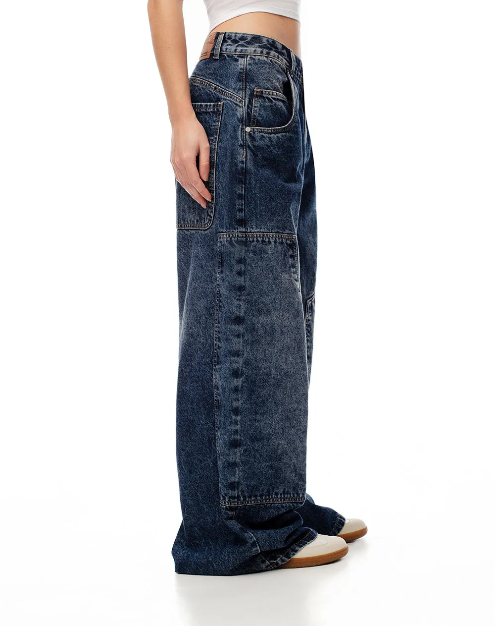 Jean wide leg utilitario tiro medio índigo oscuro mujer sold by Gef product image thumbnail 4