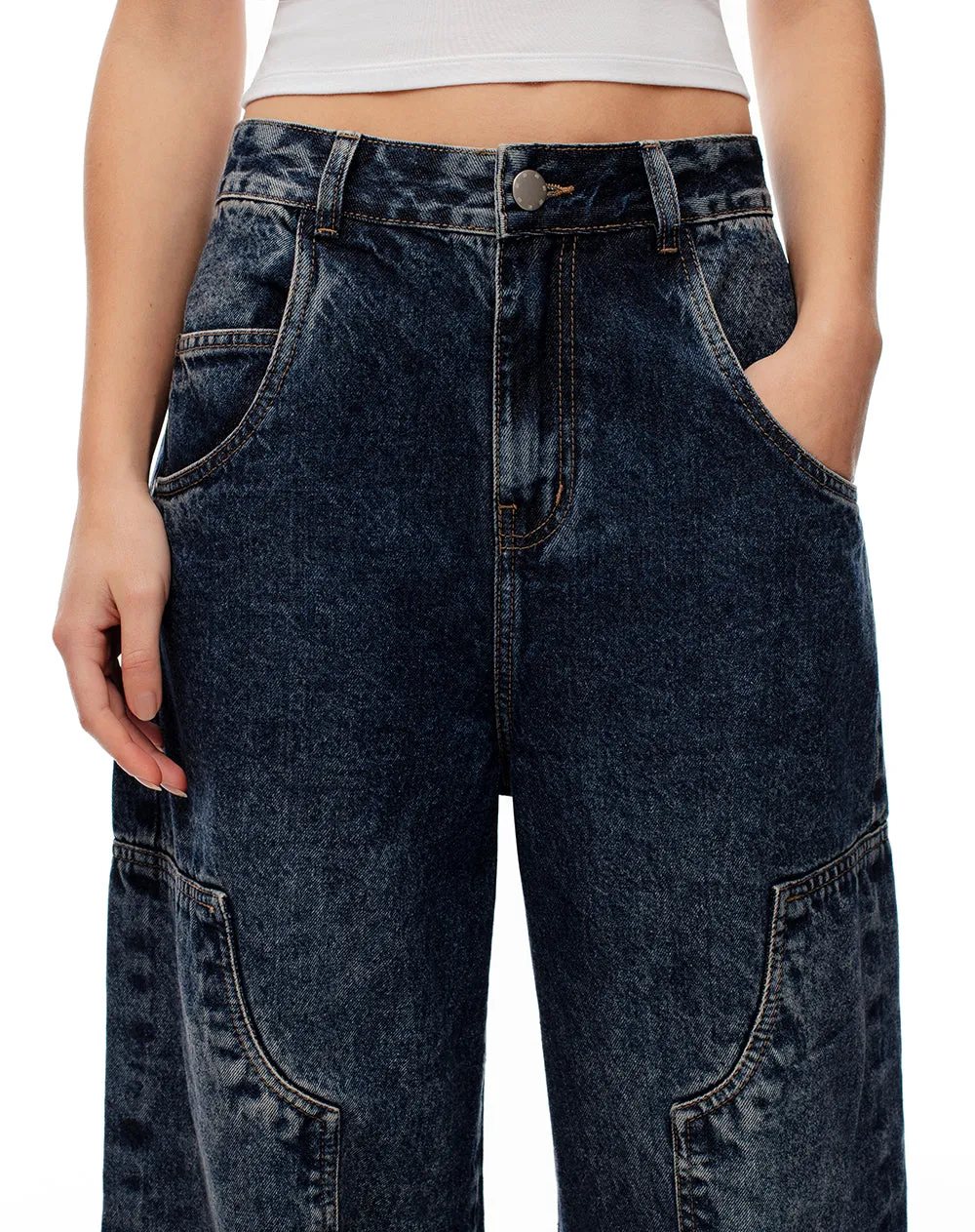 Jean wide leg utilitario tiro medio índigo oscuro mujer sold by Gef product image thumbnail 5