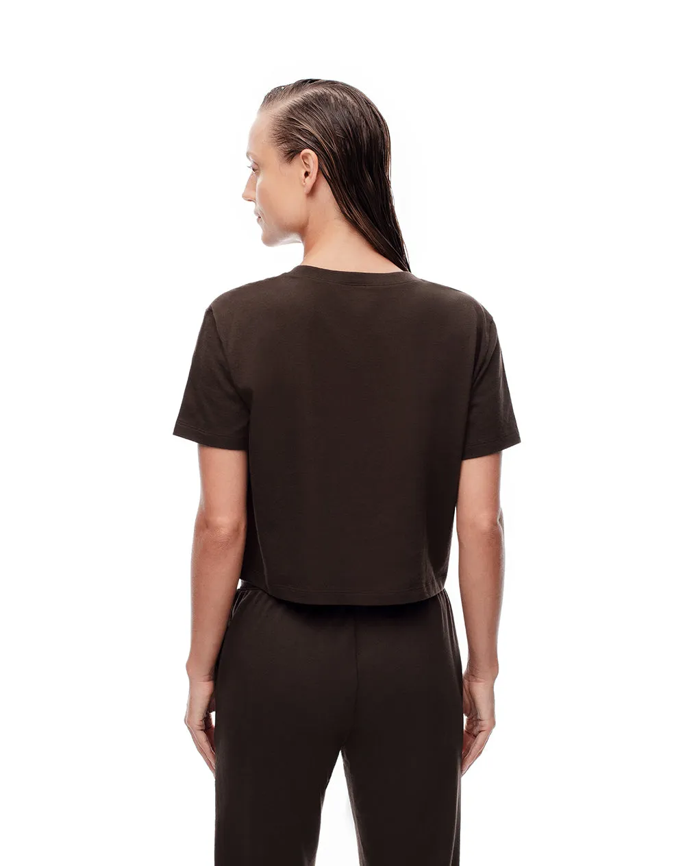 Camiseta crop regular algodón chocolate mujer sold by Gef product image thumbnail 2