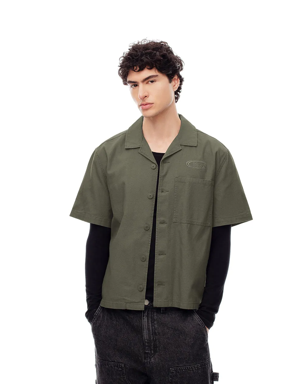 Camisa manga corta regular algodón café hombre sold by Gef