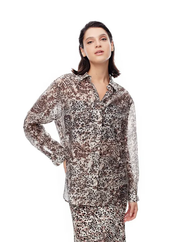 Camisa manga larga oversize print mujer sold by Gef