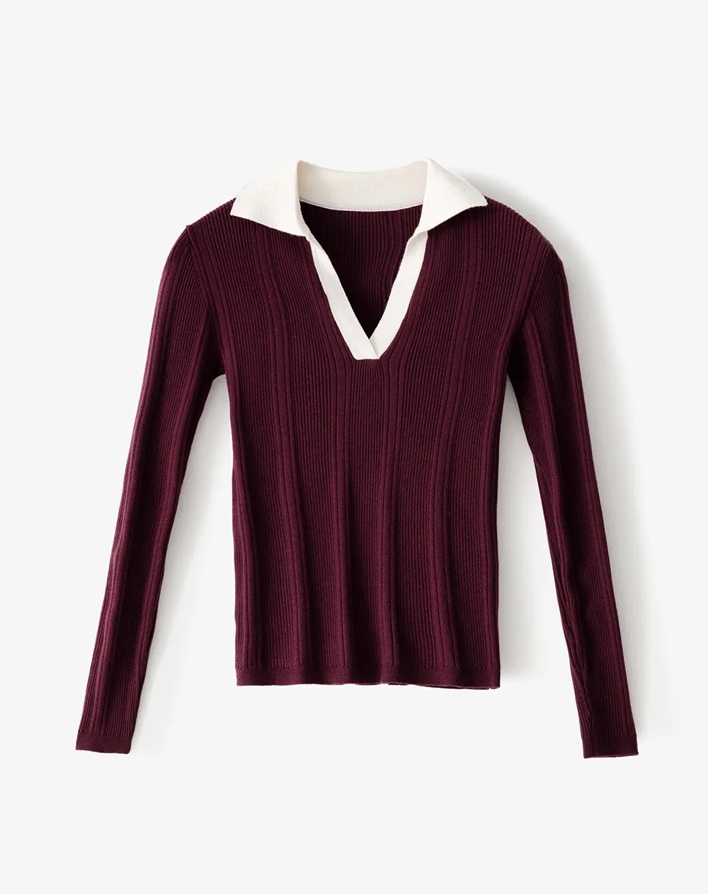 Camibuzo tipo polo slim tejido de punto vinotinto mujer sold by Gef