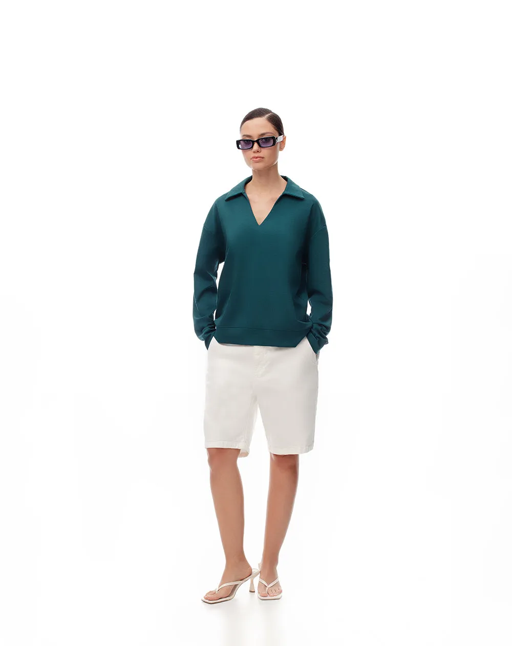 Camibuzo tipo polo oversize verde mujer sold by Gef product image thumbnail 3
