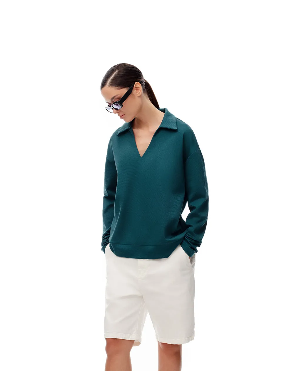 Camibuzo tipo polo oversize verde mujer sold by Gef