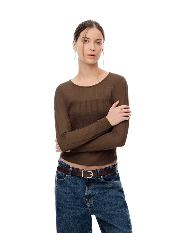 Camibuzo slim tejido de punto chocolate mujer sold by Gef