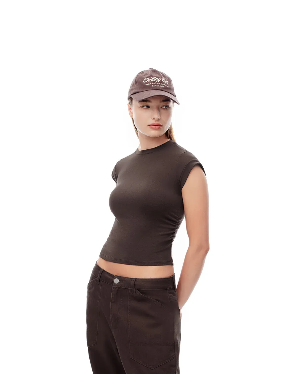 Camiseta crop slim chocolate mujer sold by Gef product image thumbnail 3