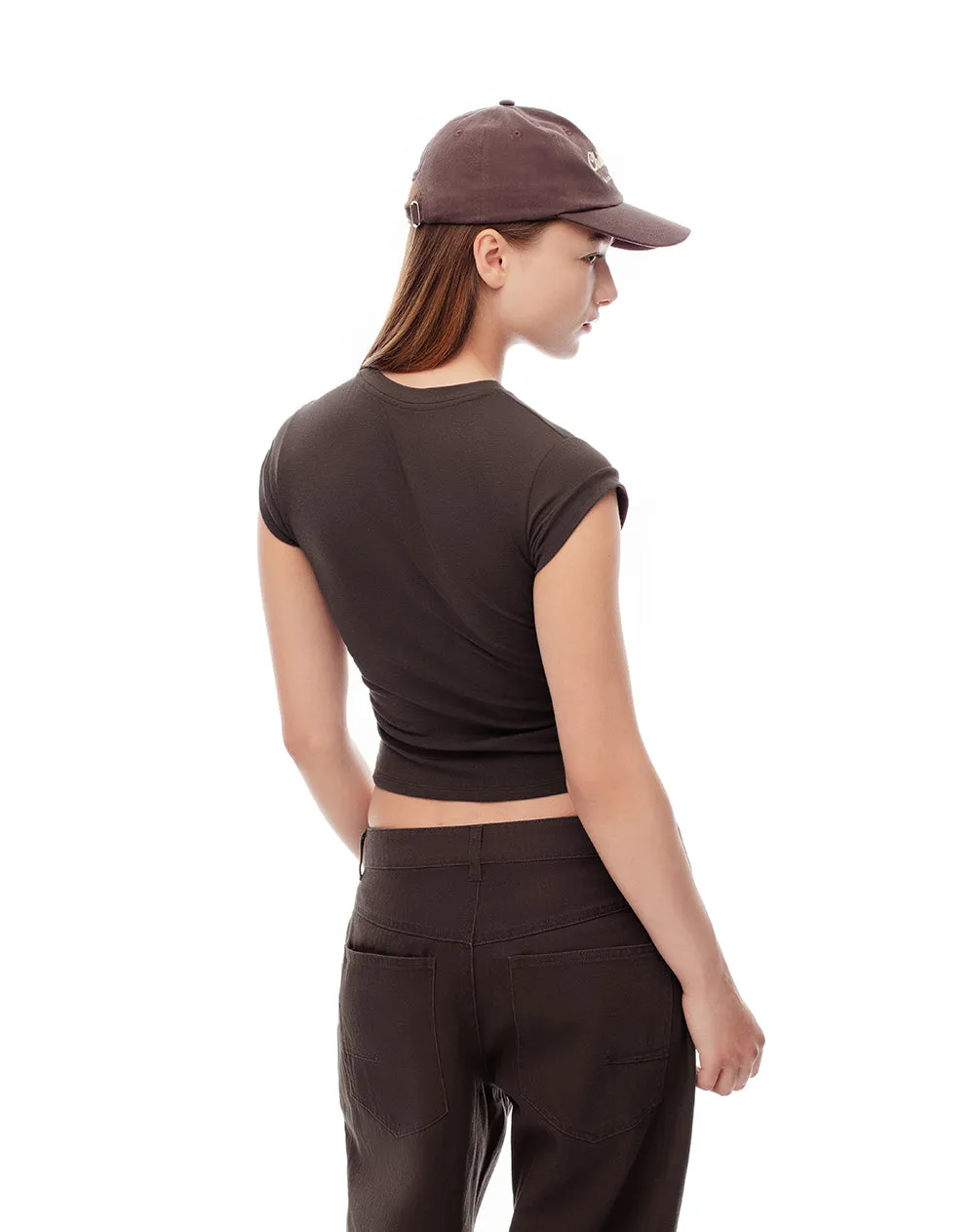 Camiseta crop slim chocolate mujer sold by Gef product image thumbnail 2