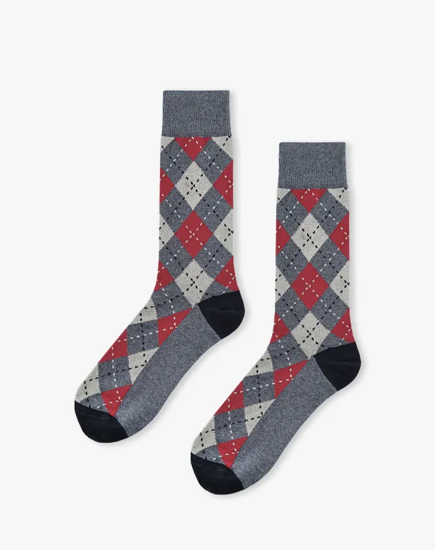 Medias hombre largas negras rombos sold by Gef