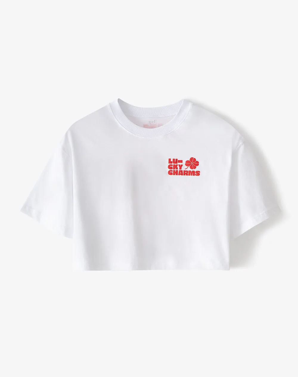 Camiseta crop regular algodón blanca estampada mujer sold by Gef