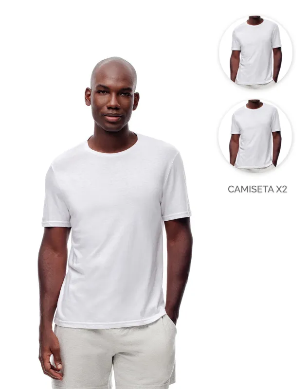 Camiseta slim algodón x2unds blanca hombre sold by Gef