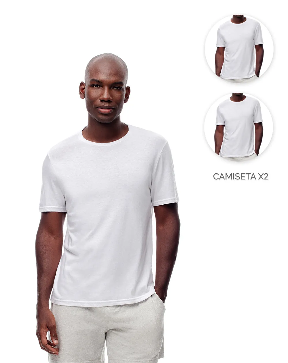 Camiseta slim algodón x2unds blanca hombre sold by Gef