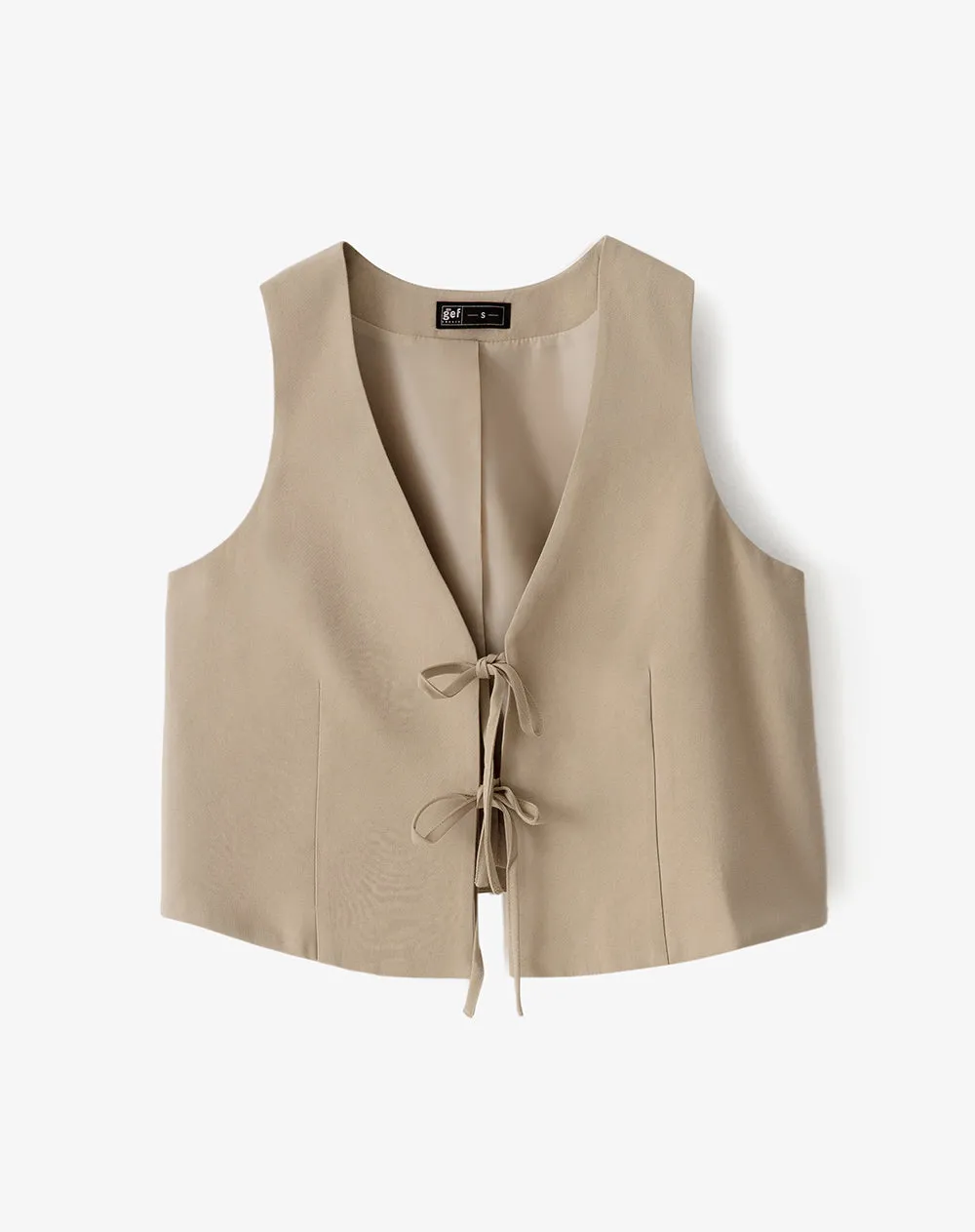 Chaleco crop anudado caqui mujer sold by Gef product image thumbnail 5