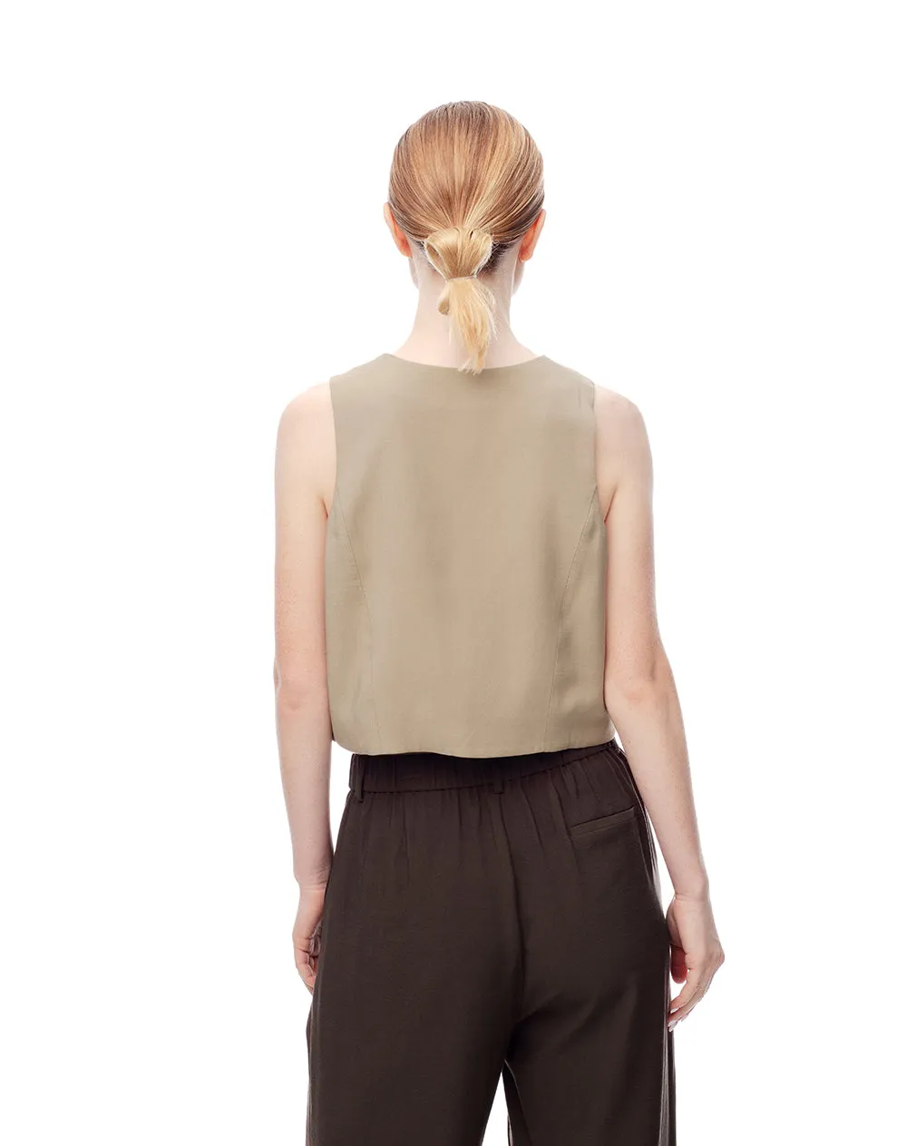 Chaleco crop anudado caqui mujer sold by Gef product image thumbnail 2