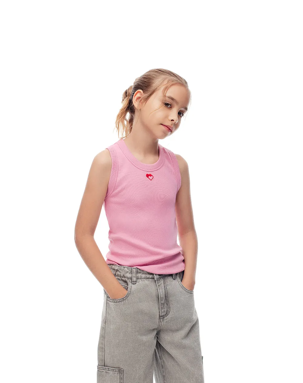 Camiseta esqueleto slim rib algodón rosa niña sold by Gef