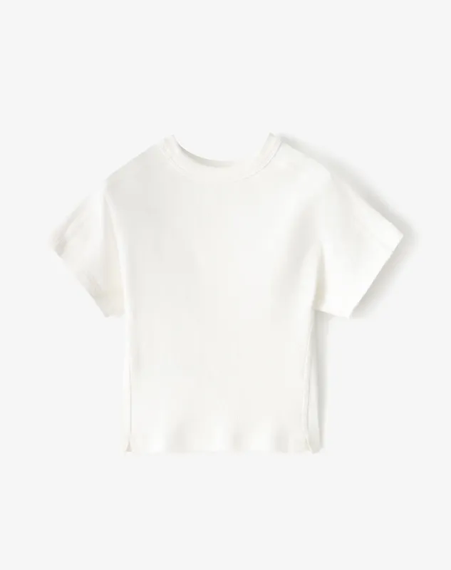 Camiseta crop slim rib algodón blanca mujer sold by Gef