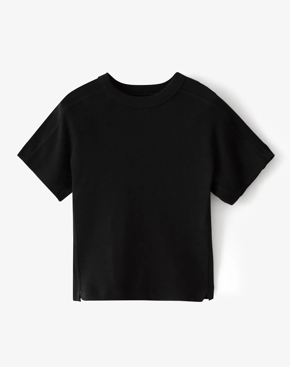 Camiseta crop slim rib algodón negro mujer sold by Gef