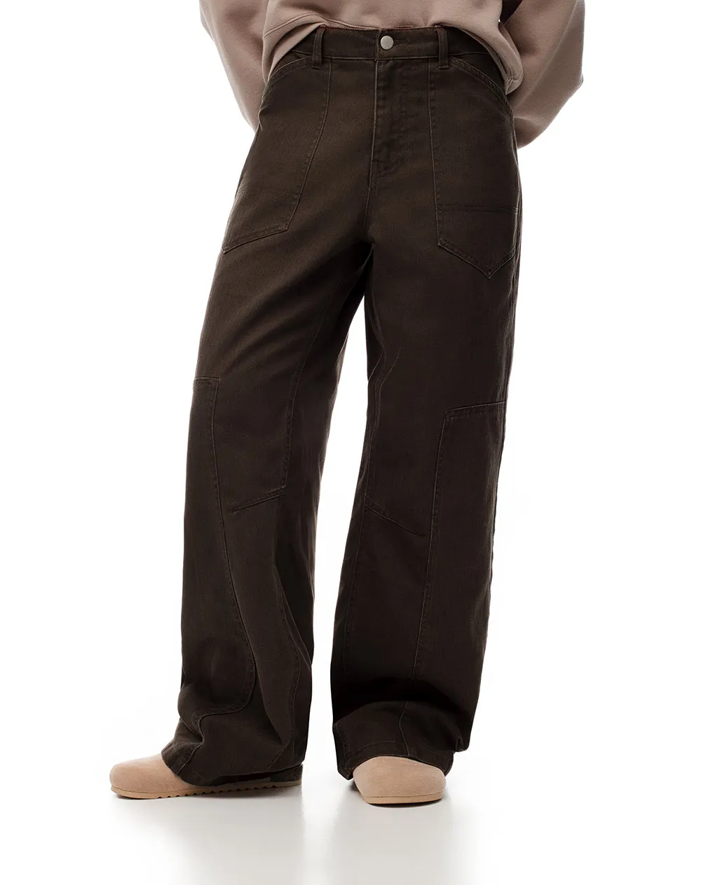 Pantalón wide leg tiro medio drill algodón chocolate mujer sold by Gef product image thumbnail 3