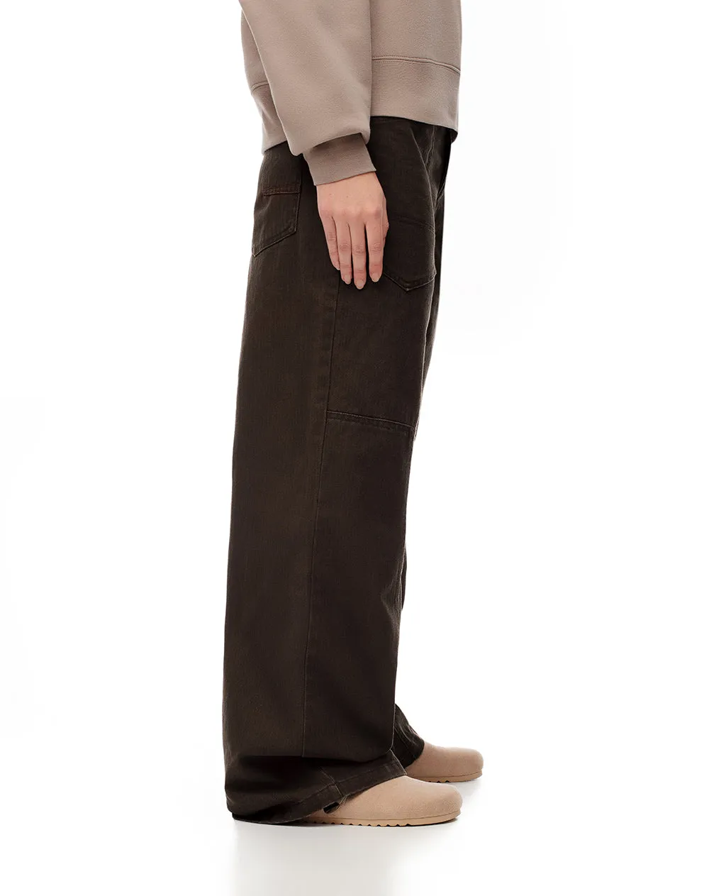 Pantalón wide leg tiro medio drill algodón chocolate mujer sold by Gef product image thumbnail 4