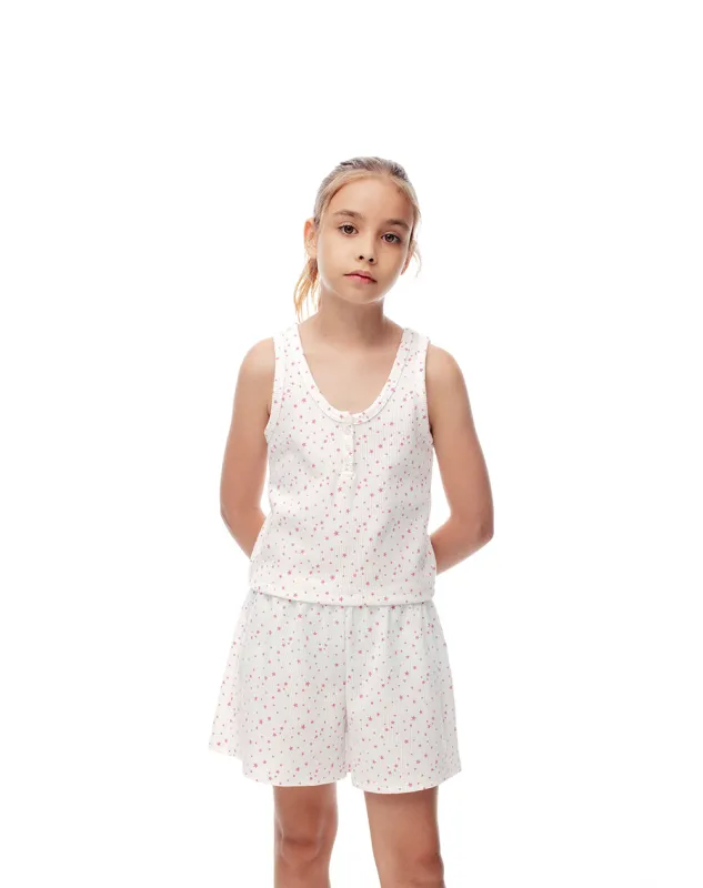 Pijama regular fit manga corta blanca estampada sold by Gef